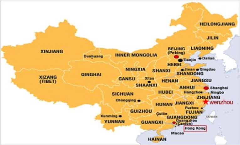 the_Wenzhou_City_Location_in_Map اپلای پیدیا پزشکی در چین، پزشکی با بورسیه،دانشگاه پزشکی ونژوی چین